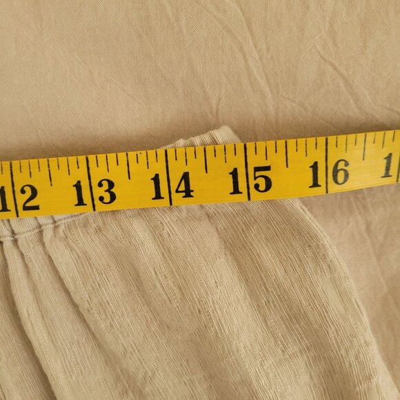 Womens Lagenlook Beige Full Skirt L Silk Linen Elastic Lace Prarie Romance fairy - Picture 3 of 5